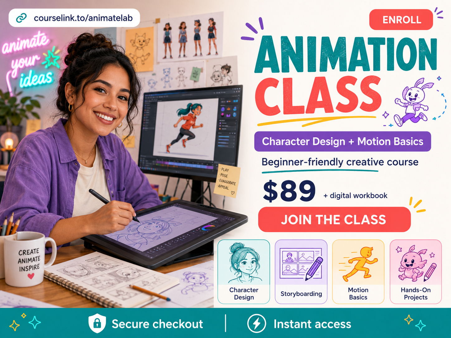 Animation class course money link example